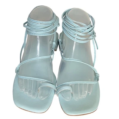 Sandalias Jeffrey Campbell Ágata Azul Claro Cuero Envolvente Tacón Punta Anillo Talla 9 Foto 1 de 4