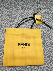 Authentic Fendi Yellow Paper Shopping Gift Bag w/ Ribbon & Tag 16x15x5 - Picture 1 of 9