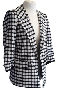 River Island Petite Size 8  Check Blazer Black White RRP £65 - #09 - Picture 1 of 12