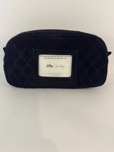 Vera Bradley Trip Kit Navy Blue Microfiber Cosmetic Bag Quilted Zip Closure - Picture 1 of 7