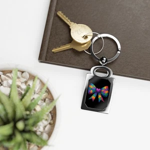Colorful Puzzle Bow Keyring, Autism Awareness Gift, Personalized Keychain, [...] - Foto 1 di 4