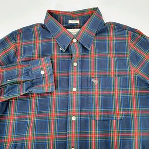 Y2K Abercrombie & Fitch Mens Plaid Button Down Long Sleeve Shirt Sz 2XL - Picture 1 of 8