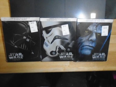 SEALED RARE LIMITED STEELBOOK Star Wars Original Trilogy 3x BLU-RAY SET Jedi ! - Image 1 of 3