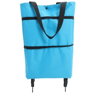 Bolsa de almacenamiento plegable de viaje para compras remolque de coche de bienvenida con carro de ruedas - Imagen 1 de 12