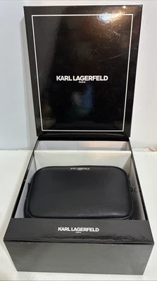 Karl Lagerfeld Paris Maybelle Camera Crossbody Bag Purse Black Zip - Image 1 of 4
