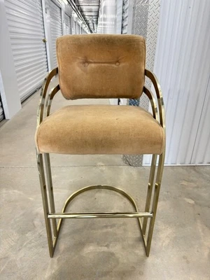 Taburete voladizo moderno de latón dorado con barra plana de mediados de siglo de Cal-Style Furniture Foto 1 de 4