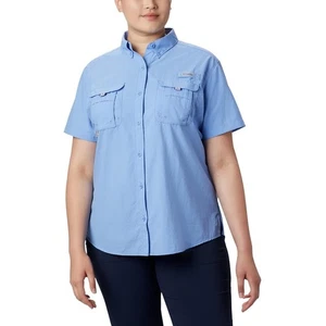 Columbia PFG Bahama Short Sleeve Women Button Up Shirt Plus Size 2X Light Blue - Picture 1 of 3