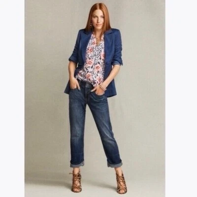 Jaqueta Blazer Xadrez Cabi Sunset Kiss Tamanho 6 Azul Marinho Janela Carreira 5475 - Imagem 1 de 4