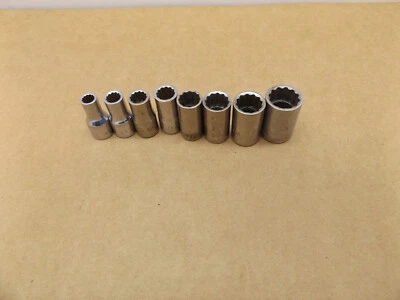 BONNEY 1/4 DR SAE Sockets  Lot of 8    3/16 7/32 1/4 9/32 5/16 11/32 3/8 7/16 - Image 1 of 2