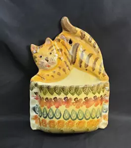 Fioriera tascabile da parete gatto ceramica vintage Italica Made in Italy - Foto 1 di 11