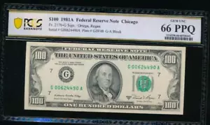 AC 1981A $100 Chicago FRN PCGS 66 PPQ G-A block gem Fr 2170-G - Picture 1 of 2