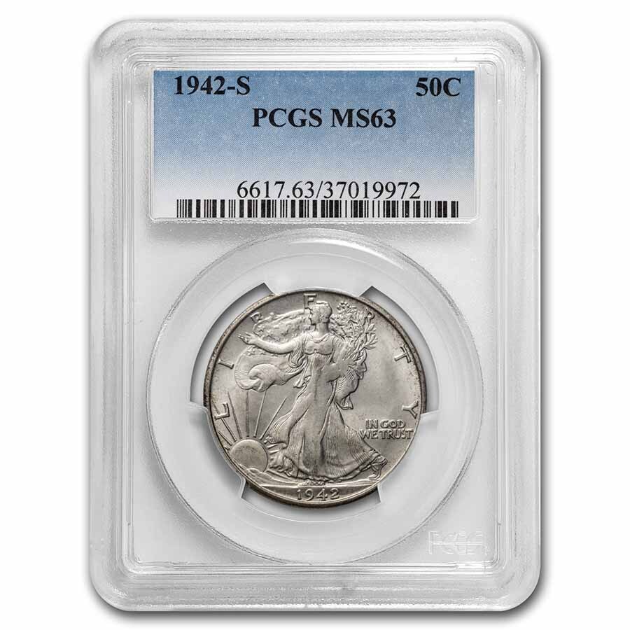 アメリカ　ウォーキングリバティー銀貨1942 PCGS MS63 アメリカウォーキングリバティー銀貨1942 PCGS MS63