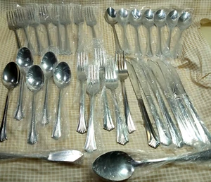 Rogers "Brighton" 33 pc set STAINLESS STEEL FLATWARE Vtg. - Picture 1 of 11