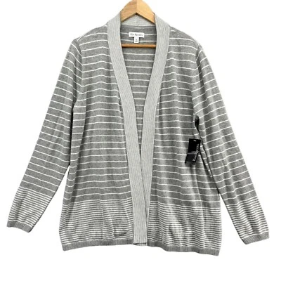 Женский кардиган Kim Rogers с открытой передней частью серый в белую полоску хлопок свитер размер XL - Изображение 1 из 4