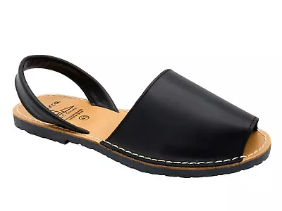 Avarca Herren Sandalen schwarz Leder Menorquina Echtleder Menorca Schuhe 39 - 46