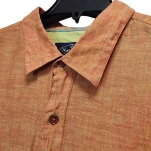 Camisa Nat Nast 100% Lino Abotonada Verano Naranja Talla L Manga Corta Bolsillo - Imagen 1 de 11