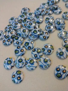 Round Multicolor Cabochons, 10mm, Over 60 Pieces (White, Blue, Green, Yellow) - Picture 1 of 4