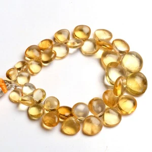Natural Citrine Gemstone 7 to 13 mm Size Smooth Heart Shape Beads 7" Strand - Picture 1 of 5