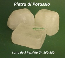 ALLUME DI POTASSIO IN PIETRA ANTIBATTERICO NATURALE 3 PIETRE DA Gr 160-180