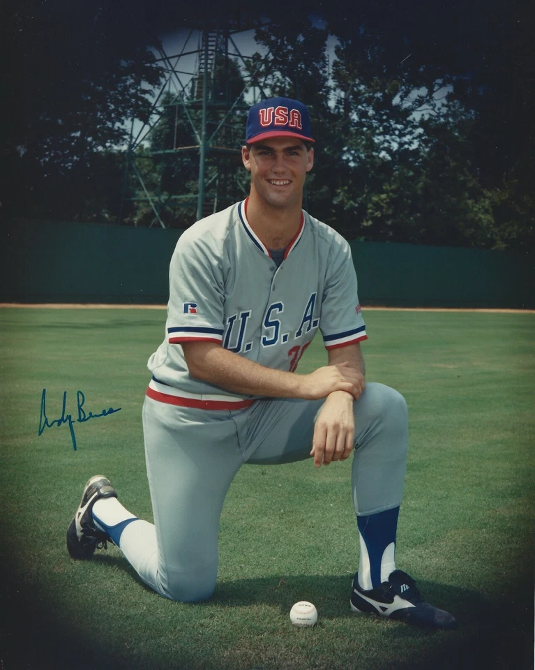 Foto a color firmada con autógrafo del equipo olímpico de Estados Unidos de Andy Benes 1988 8X10 Foto 1 de 1