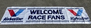 VALVOLINE RACING OIL WELCOME RACE FANS NASCAR FLAG APPROX 2x8ft - Picture 1 of 3