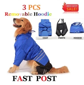 3 PCS Dog Rain Coat Pet Jacket Puppy Clothes Waterproof Coat Outdoor Hoodie - Picture 1 of 8