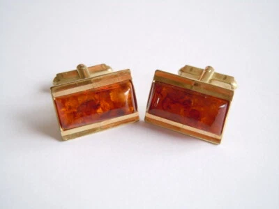 Vintage Bernstein Manschettenknöpfe Honig Americ Vergoldet 11,0 g/2,2 x 1,5 cm - Bild 1 von 4