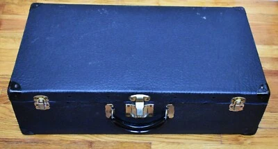 Antiguo estuche de cuero texturizado negro maletero almacenamiento de viaje 25 pulgadas Foto 1 de 4