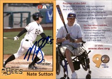 Nate Sutton Signed 2010 DAV Minor/Independent/Summer Leagues #352 Card Auto AU