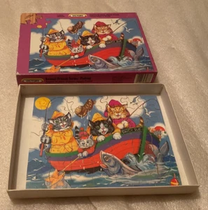 Victory Animal Friends Series Fishing Wooden Jigsaw Puzzle Vintage 7283 - Picture 1 of 5
