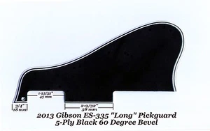 ES-335 LONG 2013 Pickguard 5-Ply Blk 60 Deg W/Mounting Block for Gibson project - Picture 1 of 6