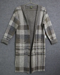 Ariat Duster Cardigan Women XS Long Gray Plaid Oversized Saratoga Wool Blend NWT - Picture 1 of 6
