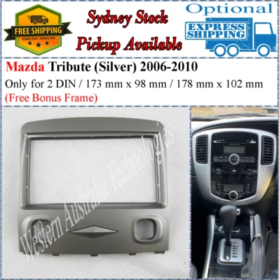 Fascia facia Fits Mazda Tribute Ford Escape Silver Double Two 2 DIN Dash Kit - Image 1 of 3