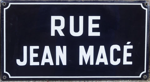 Old French enamel street sign road plaque Jean Mace C19th journalist politician Cover