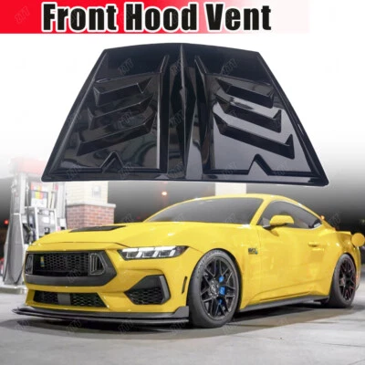 Universal Fit For Camaro Mustang Challenger Sliverado Glossy Black Hood Scoop - Image 1 of 4