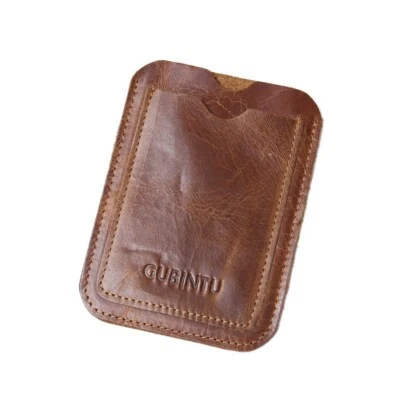 Genuine Leather Mini Wallet Slim Credit Card Holder Unisex Retro Style - Bild 1 von 4