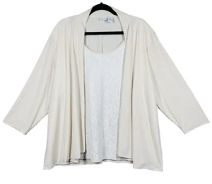 Kim Rogers Cardigan Lace Tank Duet Size 3X Stretch Neutral Career Capsule NWT - Picture 1 of 13
