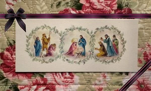 Vintage Christmas Card Nativity Shepherds Wise Men MCM Slim 6.5 x 2.75in Env NOS - Picture 1 of 4