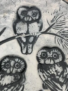 Shapes Of Clay 3 Owls By Stan Langtwait Made W/ Volcanic Ash Clay, Vtg. Signed. - Picture 1 of 4