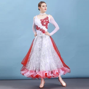 Latin Ballroom Dance Dress Modern Salsa Waltz Standard Long Dress#N097 4 Colors - Picture 1 of 16