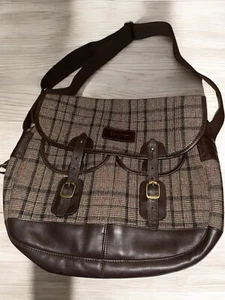 Barbour Messenger Fly Fishing Tarras Bag Brown Tweed Missing Plastic Liner - Picture 1 of 8
