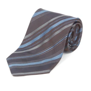 GIORGIO ARMANI Suave Dark Gray Blue Striped Men's Silk Neck Tie - Picture 1 of 3