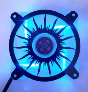 Custom 92mm BLAZING SUN 2 Computer Fan Grill Gloss Black Acrylic Cooling Cover - Picture 1 of 3