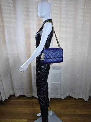 Tory Burch Soft Convertible fleming leather shoulder Bag in Navy Day - Image 1 of 4