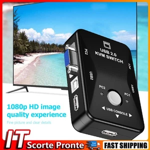 HW1701 USB KVM Switch 2 in 1 Out VGA Splitter Box for Keyboard Mice Monitor IT - Bild 1 von 10
