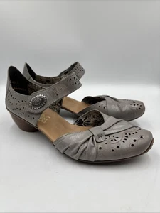 Rieker Mirjam Antique Grey Open Leather Pumps UK Size 5 EU 38 - Bild 1 von 8