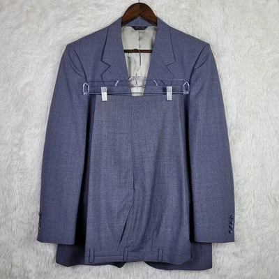 Vtg 40R 1980s Pierre Cardin Blue Pinstripe Wool Power Suit For May Co - Image 1 of 4