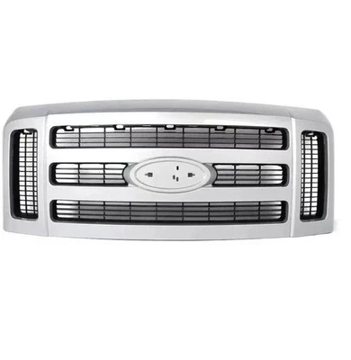 Nova grade de plástico cromado com inserção cinza escuro 2008-10 compatível com Ford F-250 Super Duty - Imagem 1 de 4