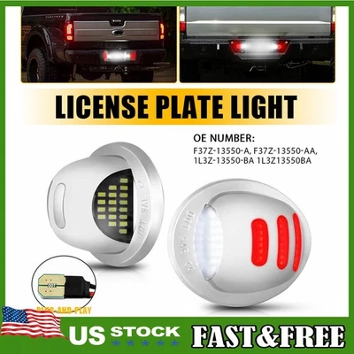 2 For Ford F150 F250 F350 Accessories RED TUBE LED Rear License Plate Tag Light - Image 1 of 4