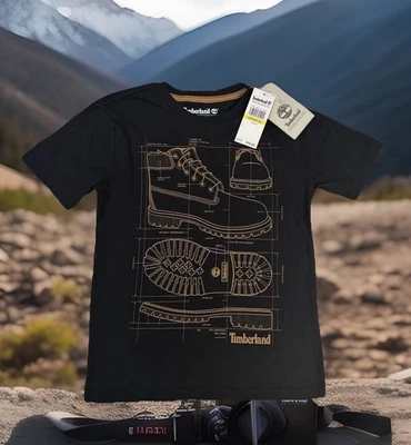 Camiseta Timberland Niños Talla M/5 Manga Corta Gráfica Camiseta Bota Logotipo Esquemático Foto 1 de 4